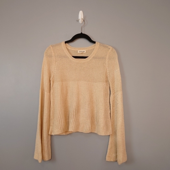 ⭐️ Cotton Candy LA Women's Knit Crew Neck Bell Sleeve Cream Sweater Size M/L - Picture 5 of 10